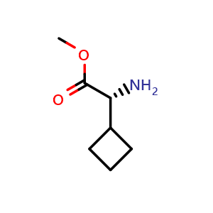 Chemical structure of methyl (2R)-2-amino-2-cyclobutylacetate , CAS 1251904-23-0, AChemBlock X216278