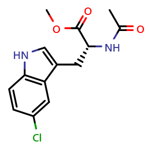 Chemical structure of methyl (2R)-3-(5-chloro-1H-indol-3-yl)-2-acetamidopropanoate , CAS 114872-81-0, AChemBlock X216280