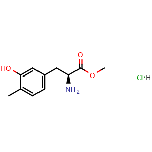 Chemical structure of methyl (2s)-2-amino-3-(3-hydroxy-4-methylphenyl)propanoate hydrochloride , AChemBlock X216284