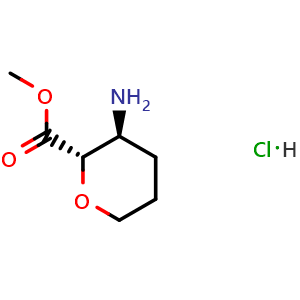Chemical structure of methyl (2S,3S)-3-aminotetrahydropyran-2-carboxylate hydrochloride , CAS 2922438-79-5, AChemBlock X216289