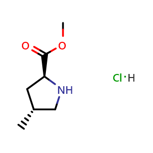 Chemical structure of methyl (2S,4R)-4-methylpyrrolidine-2-carboxylate hydrochloride , CAS 2940866-91-9, AChemBlock X216291