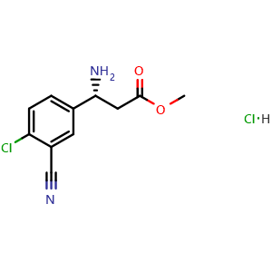 Chemical structure of methyl (3r)-3-amino-3-(4-chloro-3-cyanophenyl)propanoate hydrochloride , AChemBlock X216297