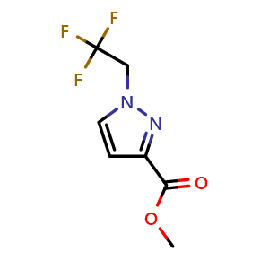Chemical structure of methyl 1-(2,2,2-trifluoroethyl)-1H-pyrazole-3-carboxylate , CAS 1245772-13-7, AChemBlock X216307