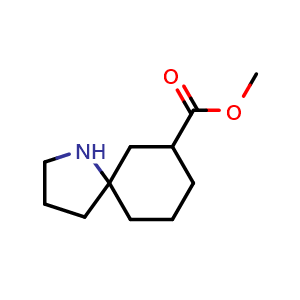 Chemical structure of methyl 1-azaspiro[4.5]decane-7-carboxylate , CAS 1782597-41-4, AChemBlock X216313