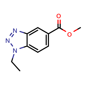 Chemical structure of methyl 1-ethyl-1H-1,2,3-benzotriazole-5-carboxylate , CAS 1393441-71-8, AChemBlock X216316