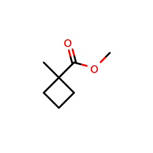 Chemical structure of methyl 1-methylcyclobutane-1-carboxylate , CAS 75621-39-5, AChemBlock X216324