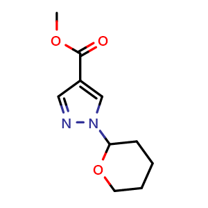 Chemical structure of methyl 1-tetrahydropyran-2-ylpyrazole-4-carboxylate , CAS 2940938-84-9, AChemBlock X216326