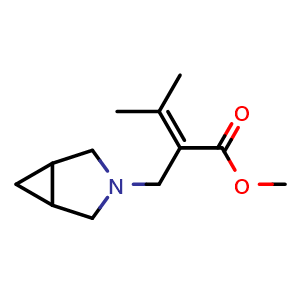 Chemical structure of methyl 2-(3-azabicyclo[3.1.0]hexan-3-ylmethyl)-3-methyl-but-2-enoate , CAS 2940936-69-4, AChemBlock X216332