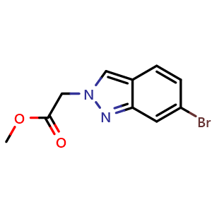 Chemical structure of Methyl 2-(6-bromo-2H-indazol-2-yl)acetate , CAS 1816253-24-3, AChemBlock X216340