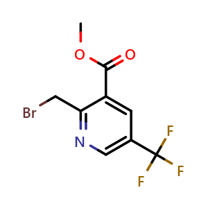 Chemical structure of methyl 2-(bromomethyl)-5-(trifluoromethyl)pyridine-3-carboxylate , CAS 1260672-86-3, AChemBlock X216343