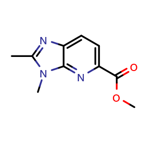 Chemical structure of methyl 2,3-dimethyl-3H-imidazo[4,5-b]pyridine-5-carboxylate , CAS 1956319-94-0, AChemBlock X216350