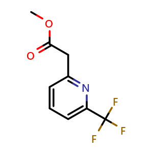 Chemical structure of methyl 2-[6-(trifluoromethyl)pyridin-2-yl]acetate , CAS 1346534-09-5, AChemBlock X216356