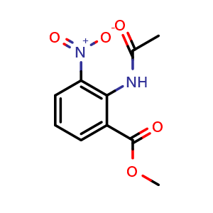 Chemical structure of methyl 2-acetamido-3-nitrobenzoate , CAS 95067-27-9, AChemBlock X216360