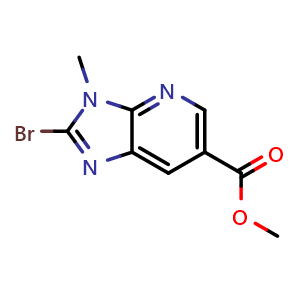 Chemical structure of methyl 2-bromo-3-methyl-3H-imidazo[4,5-b]pyridine-6-carboxylate , CAS 1187830-49-4, AChemBlock X216369