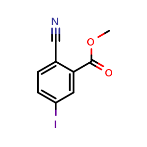 Chemical structure of methyl 2-cyano-5-iodo-benzoate , CAS 58332-00-6, AChemBlock X216374