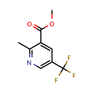 Chemical structure of methyl 2-methyl-5-(trifluoromethyl)pyridine-3-carboxylate , CAS 1824071-34-2, AChemBlock X216384