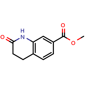 Chemical structure of methyl 2-oxo-3,4-dihydro-1H-quinoline-7-carboxylate , CAS 1000045-93-1, AChemBlock X216387