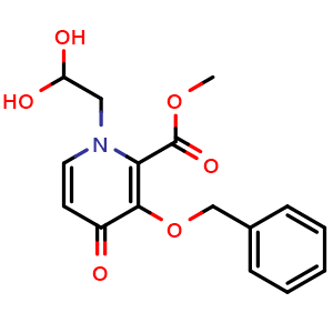 Chemical structure of methyl 3-(benzyloxy)-1-(2,2-dihydroxyethyl)-4-oxo-1,4-dihydropyridine-2-carboxylate , CAS 1206102-08-0, AChemBlock X216394