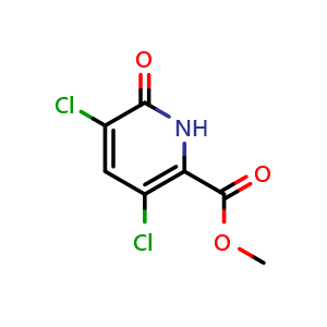 Chemical structure of methyl 3,5-dichloro-6-oxo-1,6-dihydropyridine-2-carboxylate , CAS 2368871-72-9, AChemBlock X216403