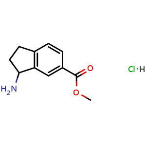 Chemical structure of methyl 3-amino-2,3-dihydro-1h-indene-5-carboxylate hydrochloride , CAS 903558-73-6, AChemBlock X216406