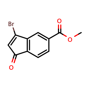 Chemical structure of methyl 3-bromo-1-oxo-1H-indene-5-carboxylate , CAS 2682114-56-1, AChemBlock X216415