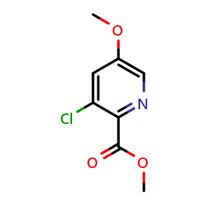 Chemical structure of methyl 3-chloro-5-methoxypicolinate , CAS 128073-14-3, AChemBlock X216420