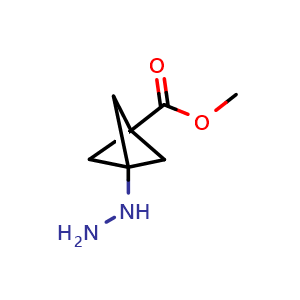 Chemical structure of methyl 3-hydrazinobicyclo[1.1.1]pentane-1-carboxylate , CAS 2149634-44-4, AChemBlock X216426
