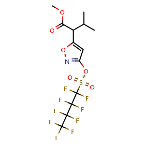 Chemical structure of methyl 3-methyl-2-[3-(1,1,2,2,3,3,4,4,4-nonafluorobutylsulfonyloxy)isoxazol-5-yl]butanoate , CAS 2378053-95-1, AChemBlock X216432