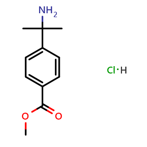 Chemical structure of methyl 4-(2-aminopropan-2-yl)benzoate hydrochloride , CAS 1986887-52-8, AChemBlock X216436