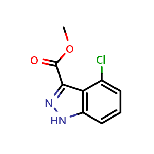 Chemical structure of Methyl 4-chloro-1H-indazole-3-carboxylate , CAS 932041-14-0, AChemBlock X216446