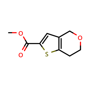 Chemical structure of methyl 4H,6H,7H-thieno[3,2-c]pyran-2-carboxylate , CAS 1823277-91-3, AChemBlock X216450