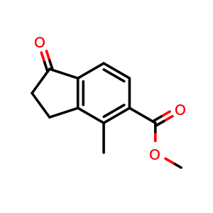 Chemical structure of methyl 4-methyl-1-oxo-2,3-dihydro-1H-indene-5-carboxylate , CAS 943845-12-3, AChemBlock X216453
