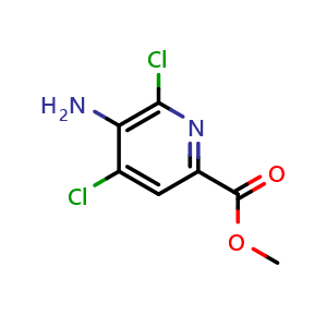 Chemical structure of methyl 5-amino-4,6-dichloropyridine-2-carboxylate , CAS 1805930-73-7, AChemBlock X216466