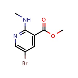 Chemical structure of methyl 5-bromo-2-(methylamino)pyridine-3-carboxylate , CAS 1220419-53-3, AChemBlock X216471