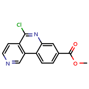 Chemical structure of methyl 5-chlorobenzo[c][2,6]naphthyridine-8-carboxylate , CAS 1009826-84-9, AChemBlock X216481