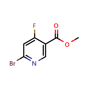 Chemical structure of methyl 6-bromo-4-fluoronicotinate , CAS 1256804-01-9, AChemBlock X216499