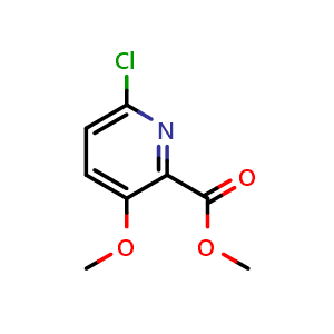 Chemical structure of methyl 6-chloro-3-methoxypyridine-2-carboxylate , CAS 175965-90-9, AChemBlock X216504