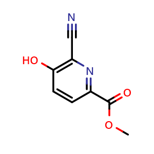 Chemical structure of methyl 6-cyano-5-hydroxypicolinate , CAS 727736-63-2, AChemBlock X216507