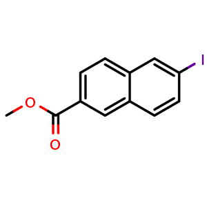 Chemical structure of methyl 6-iodo-2-naphthoate , CAS 5042-98-8, AChemBlock X216510