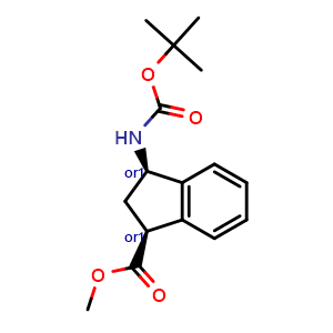 Chemical structure of methyl cis-3-(tert-butoxycarbonylamino)indane-1-carboxylate , CAS 2940870-01-7, AChemBlock X216517