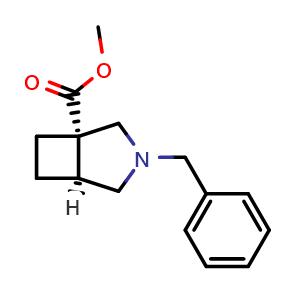 Chemical structure of methyl rel-(1S,5S)-3-benzyl-3-azabicyclo[3.2.0]heptane-1-carboxylate , CAS 2751265-32-2, AChemBlock X216524