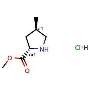 Chemical structure of methyl trans-4-methylpyrrolidine-2-carboxylate hydrochloride , CAS 2805494-43-1, AChemBlock X216530