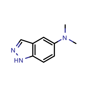 Chemical structure of N,N-dimethyl-1H-indazol-5-amine , CAS 945264-96-0, AChemBlock X216588