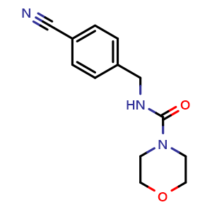 Chemical structure of N-[(4-cyanophenyl)methyl]morpholine-4-carboxamide , CAS 720663-80-9, AChemBlock X216594