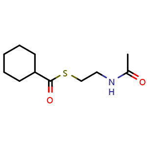 Chemical structure of N-[2-(cyclohexanecarbonylsulfanyl)ethyl]acetamide , CAS 143765-02-0, AChemBlock X216600