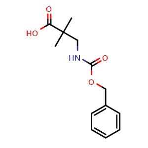 Chemical structure of n-cbz-3-amino-2,2-dimethylpropanic acid , CAS 80253-36-7, AChemBlock X216630