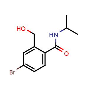 Chemical structure of n-isopropyl-4-bromo-2-hydroxymethylbenzamide , CAS 888030-75-9, AChemBlock X216638