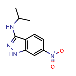 Chemical structure of N-Isopropyl-6-nitro-1H-indazol-3-amine , CAS 927209-11-8, AChemBlock X216639