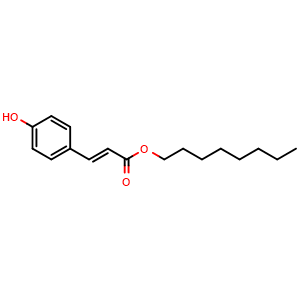 Chemical structure of Octyl 3-(4-hydroxyphenyl)prop-2-enoate , CAS 193343-08-7, AChemBlock X216682