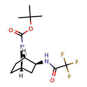 Chemical structure of rel-tert-butyl 2-(2,2,2-trifluoroacetamido)-7-azabicyclo[2.2.1]heptane-7-carboxylate , CAS 2468620-78-0, AChemBlock X216715